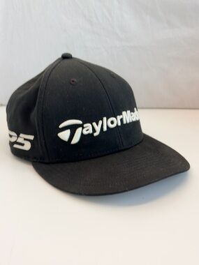 TaylorMade Black White Tour Flatbill Hat Stealth TP5 Snapback One Size Golf